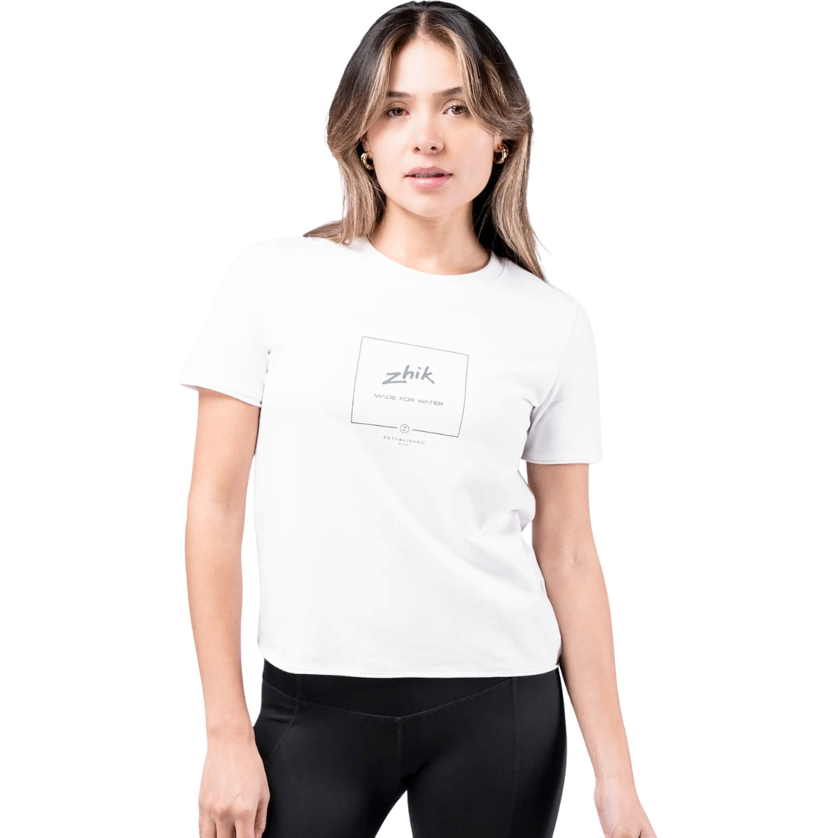 Zhik Da Donna Maglietta In Cotone Con Logo TEE-0731-W-WHT - White